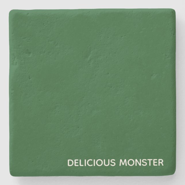 Delicious Monster green colour name Stone Coaster (Front)