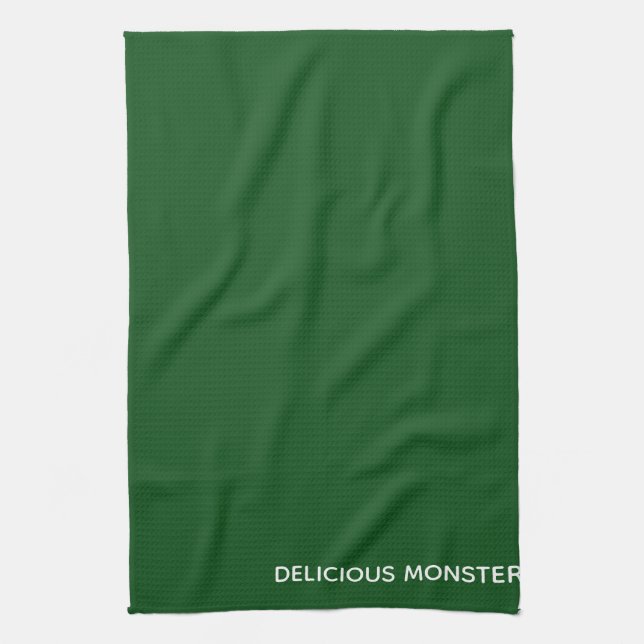 Delicious Monster green colour name Tea Towel (Vertical)