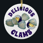 Delicious New England RI Steamed Clams Clambake Ceramic Tree Decoration<br><div class="desc">Design features an original illustration of delicious New England clams in shells. Ideal for anyone who loves a summer clambake, or clam digging day at the beach! This clam design is also available on other products. Lots of additional food print fabrics are also available from this shop. Don't see what...</div>