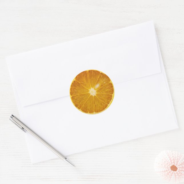 DELICIOUS ORANGE SLICE CLASSIC ROUND STICKER (Envelope)