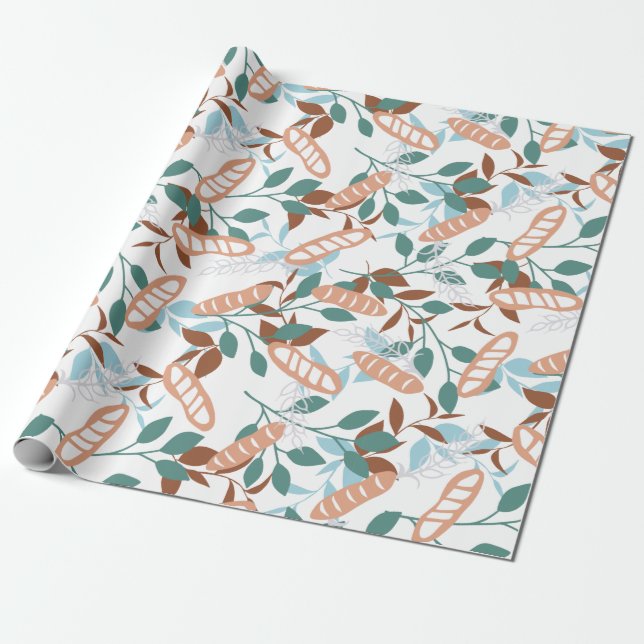  Delicious Organic Wheat Baguette Pattern Wrapping Paper (Unrolled)
