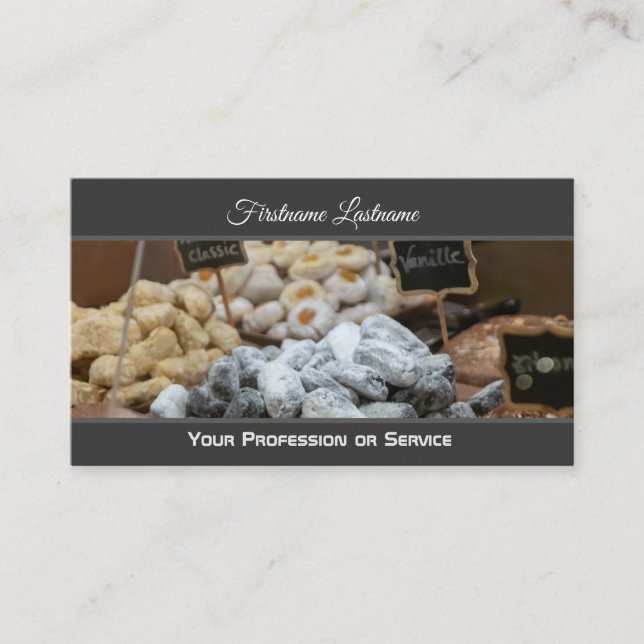 Delicious pastry shop confectionery and cookies business card (Front)