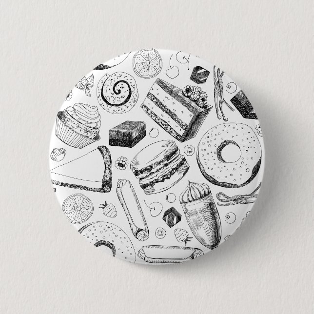 Delicious pattern 6 cm round badge (Front)