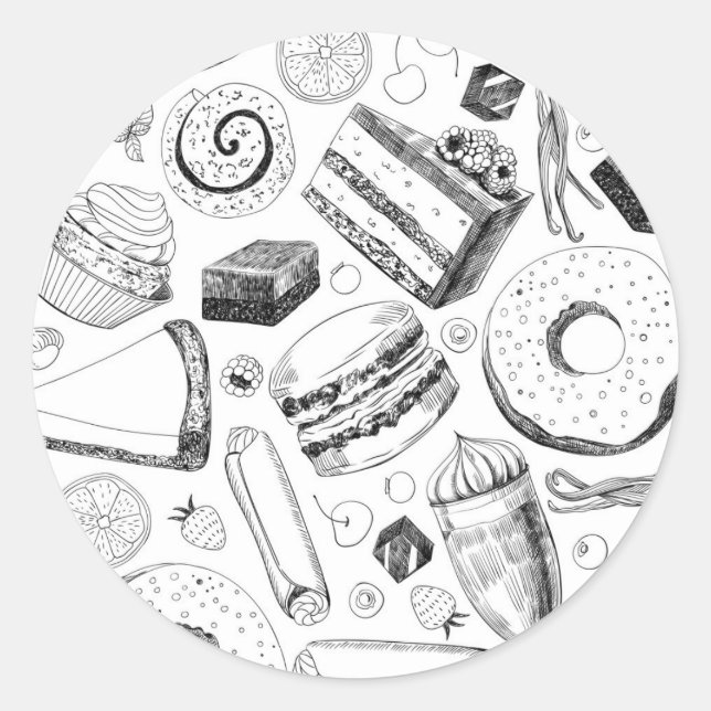 Delicious pattern classic round sticker (Front)