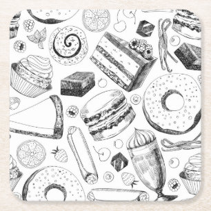Delicious pattern square paper coaster