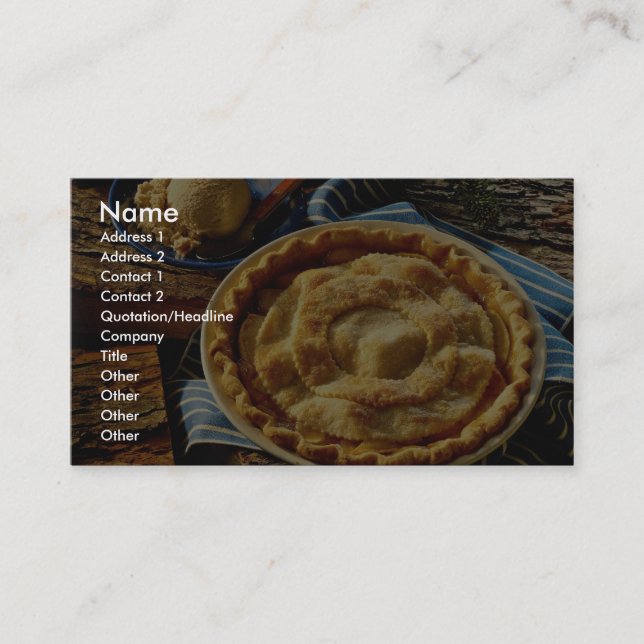 Delicious Peach pie, vanilla ice cream Business Card (Front)