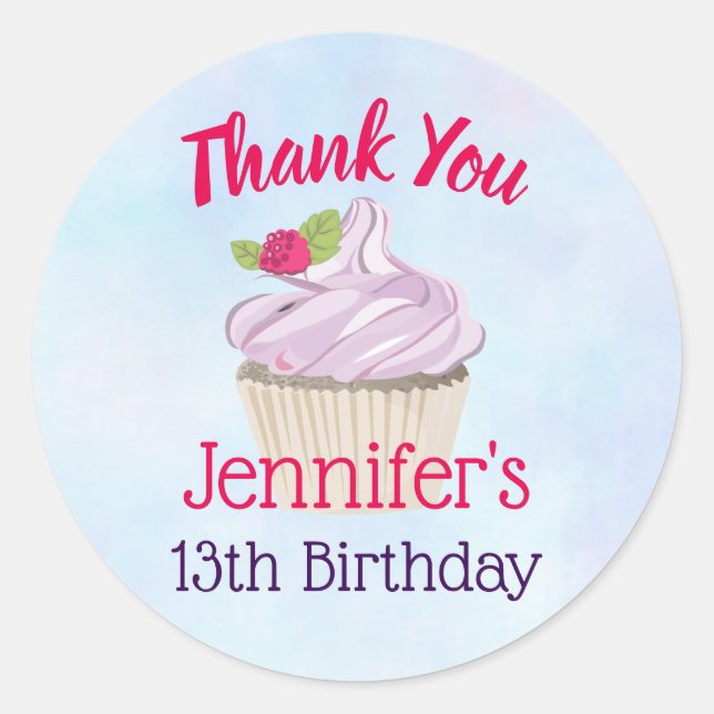 Delicious Pink Cupcake Berry on Top Classic Round Sticker (Front)