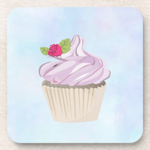 Delicious Pink Cupcake Berry on Top Coaster