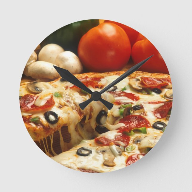 Delicious Pizza Round Clock (Front)