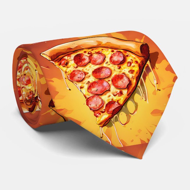 Delicious Pizza Slice Fun Neck Tie (Rolled)