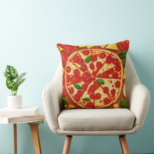 Delicious pizza vegan tomato cheese bright cushion