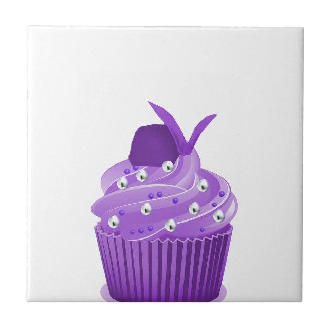 Delicious Purple Cupcakes Tile (Front)