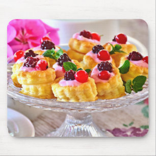 Delicious Red Berries Cake Puff Pastry Dessert Mouse Mat