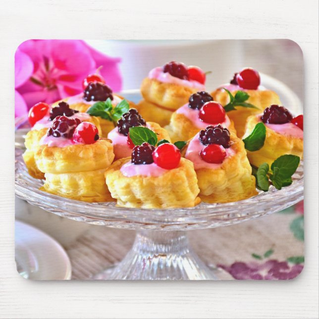 Delicious Red Berries Cake Puff Pastry Dessert Mouse Mat (Front)