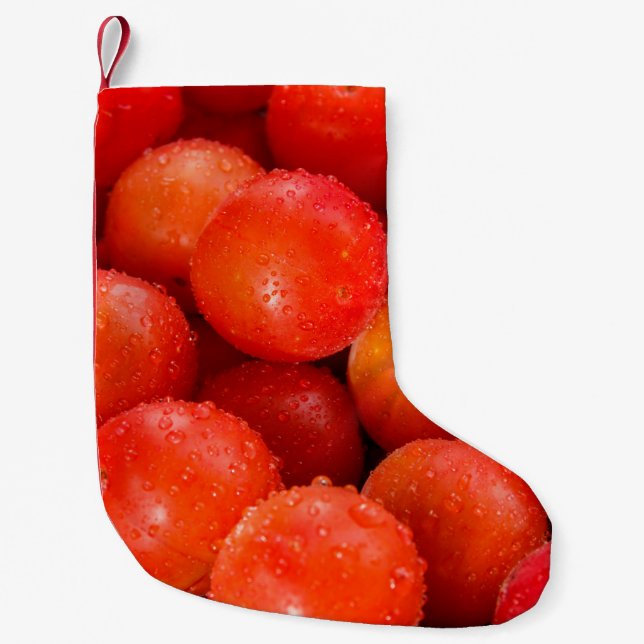 Delicious red cherry-plumbackground, bowl, cherry, small christmas stocking (Front)