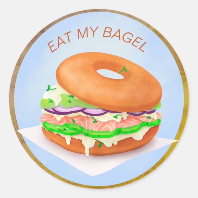Delicious Salmon Bagel Personalised Classic Round Sticker (Front)