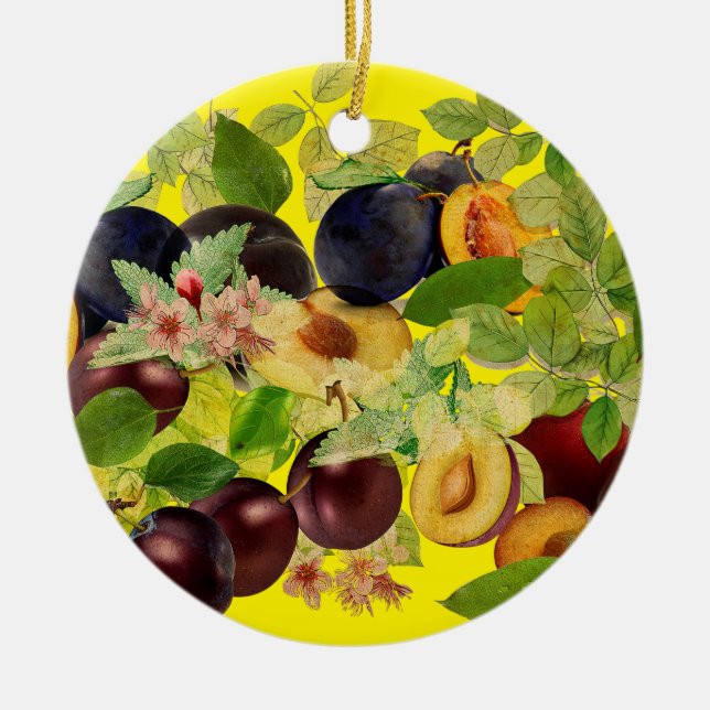 Delicious Serbian Plums Ceramic Tree Decoration (Front)