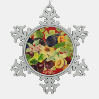 Delicious Serbian Plums Snowflake Pewter Christmas Ornament