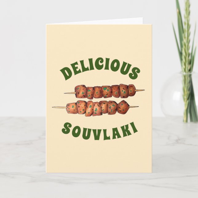 Delicious Souvlaki Meat Pork Skewer Greek Cuisine Card (Front)