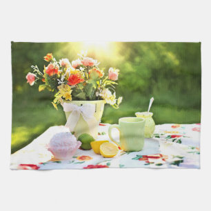 Delicious Strawberry Cupcake And Lemon Tea Drink Towel