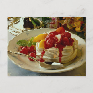 Delicious Strawberry, raspberry, peach shortcake Postcard