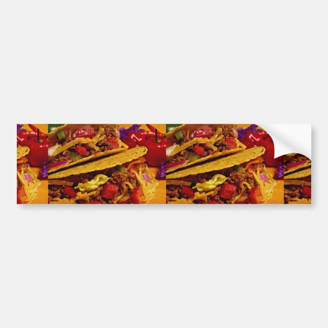 Delicious tacos dish bumper sticker (Front)