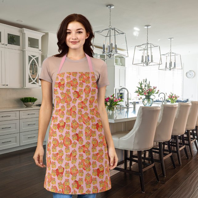 Delicious waffles and fruit pink apron (Creator Uploaded)