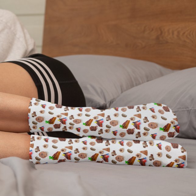 Delicious Watercolor Chocolate Desserts  Socks (Creator Uploaded)