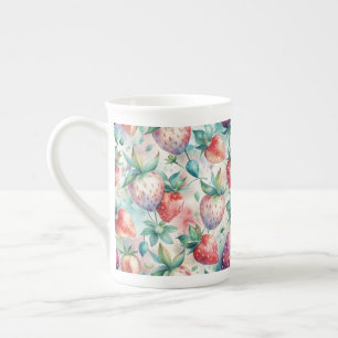 Delicious Watercolor Strawberries Bone China Mug
