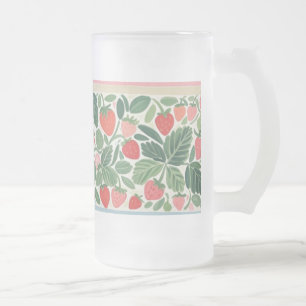 Delicious Watercolor Strawberries Frosted Glass Beer Mug