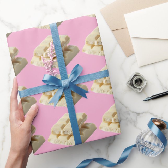 Delicious White Chocolate Squares Pattern – Sweet  Wrapping Paper (Gifting)