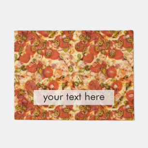 delicious whole pizza pepperoni jalapeno photo doormat