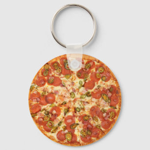 delicious whole pizza pepperoni jalapeno photo key ring