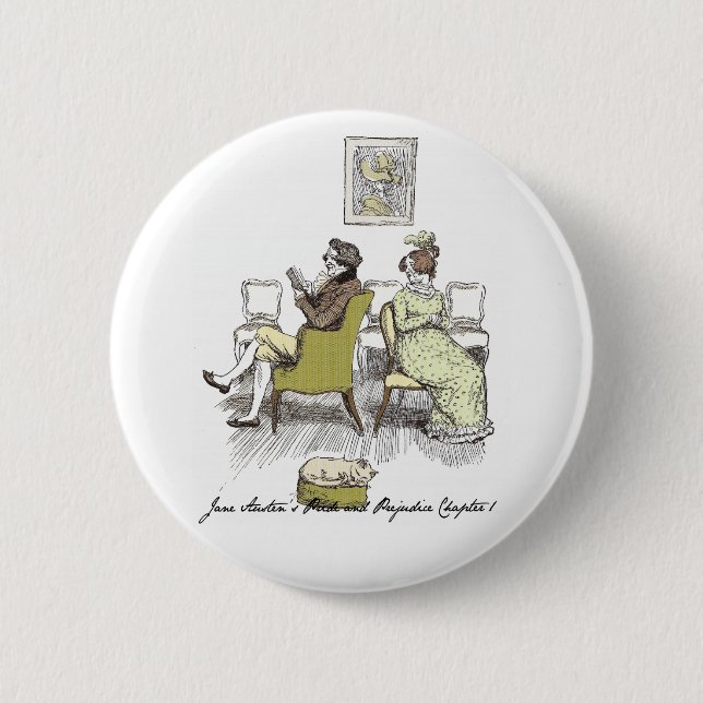 Delight in Vexing, Jane Austen Pride & Prejudice 6 Cm Round Badge (Front)