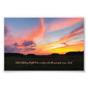 Delight Inspiring Quote Sunset Photography Photo Print