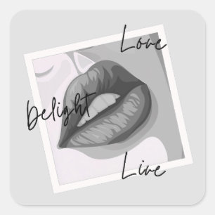 Delight Love Live Lips Square Sticker