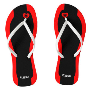 Delightful Albania Flag Colours Patriotic Flip Flops