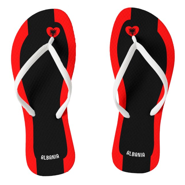 Delightful Albania Flag Colours Patriotic Flip Flops (Footbed)