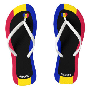 Delightful Andorra Flag Colours Patriotic Flip Flops