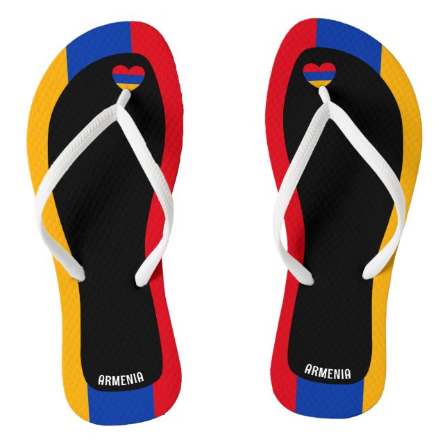 Delightful Armenia Flag Colours Patriotic Flip Flops (Footbed)