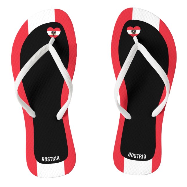Delightful Austria Flag Colours Patriotic Flip Flops (Footbed)