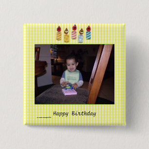Delightful Birthday Photo Template 15 Cm Square Badge