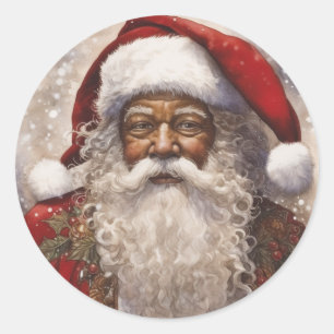 Delightful Black Santa Claus: Spreading Joy Classic Round Sticker