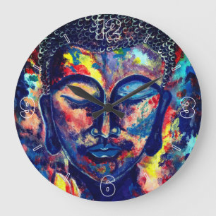 Delightful Buddha Original Abstract Artwork Large Clock