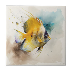 Delightful Butterfly Fish Watercolor Tile