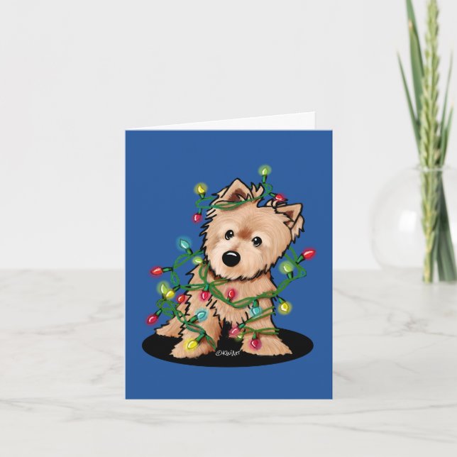 Delightful Christmas Norwich Terrier Holiday Card (Front)