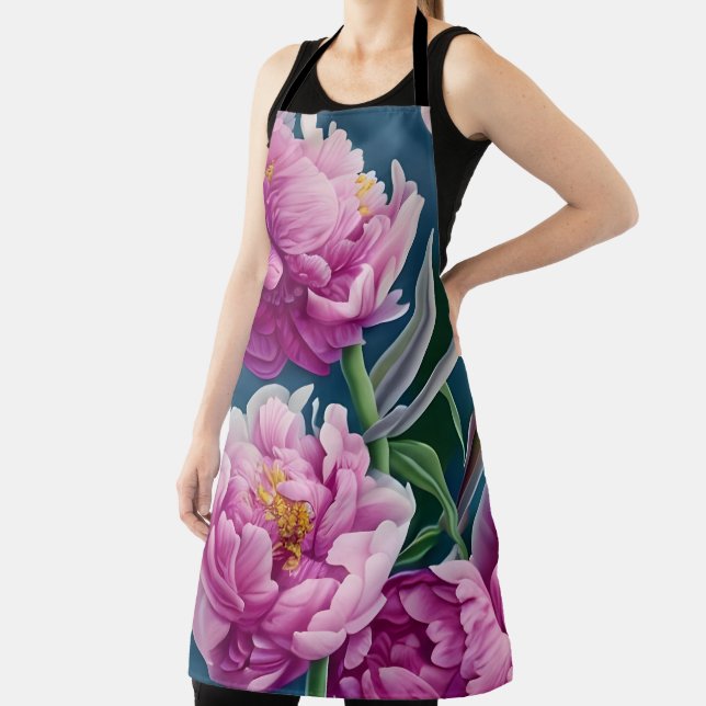 Delightful Country Garden Peonies Apron (Insitu)