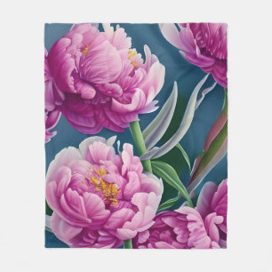 Delightful Country Garden Peonies Fleece Blanket