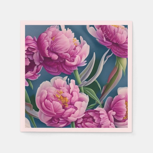 Delightful Country Garden Peonies Napkin (Front)