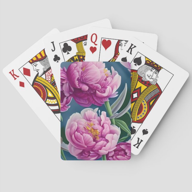 Delightful Country Garden Peonies Playing Cards (Back)